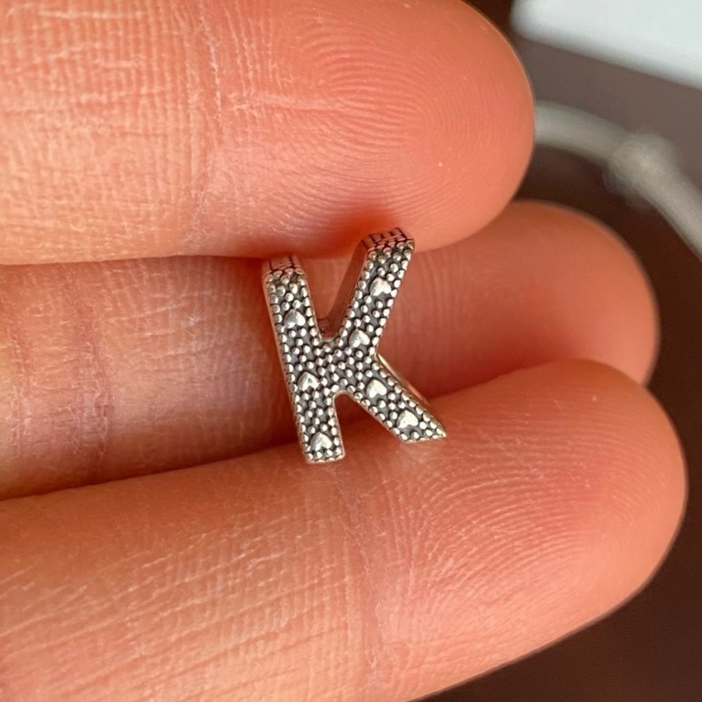 Authentic Pandora Letter K Charm for Bracelet Necklace EUC